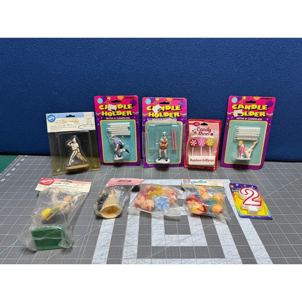 Wilton Cake Topper Lot Athletic Clowns Fisherman Bride Groom
